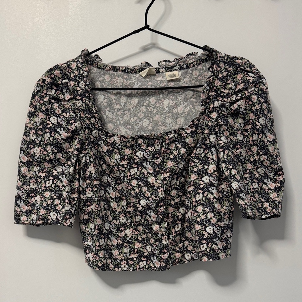 Levi's Navy and Pink Floral Blouse
